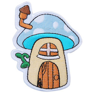 300x300 mushroom blue treehouse hobbit hole cartoon kids children iron