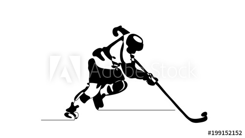 500x282 Continuous Line Drawing Black And White Illustration Shows Hockey