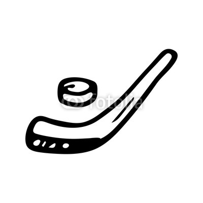 400x400 Hand Drawn Hockey Stick Doodle Sketch Winter Icon Decoration