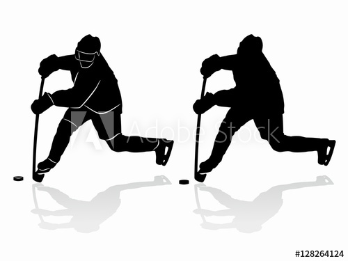 500x375 Silhouette Of A Ice Hockey Player Vector Drawing