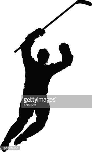 322x532 Silhouette Of A Hockey Player Celebrating After A Goal Simple