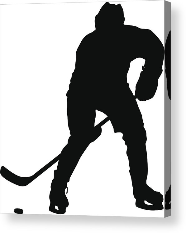 597x750 Silhouette Of Hockey Player Isolated On White Vector Acrylic