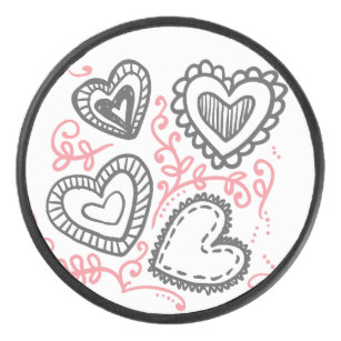 307x307 Valentine Hearts Hockey Pucks Hockey Gear