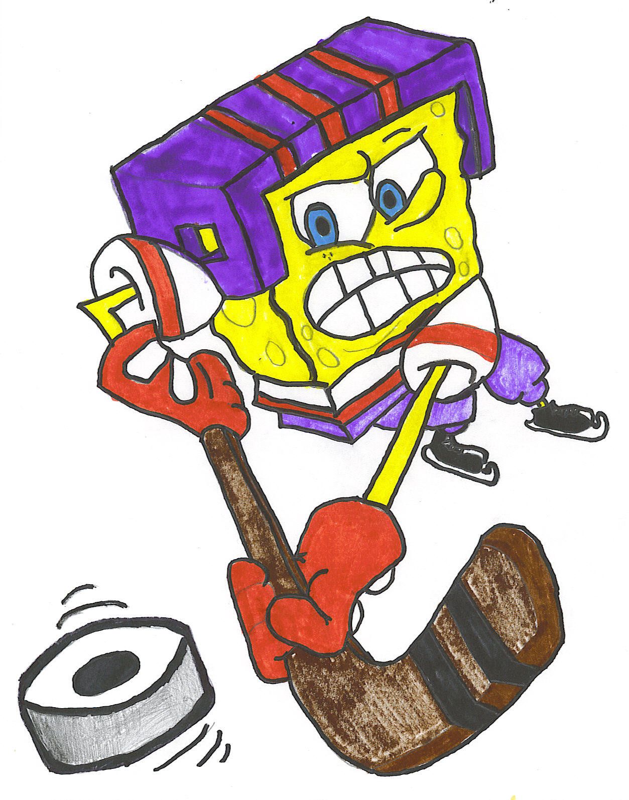 1253x1594 Spongebob Playing Hockey