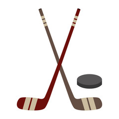 240x240 Hockey Sticks Crossed And Puck Sport Vector Illustration Drawing