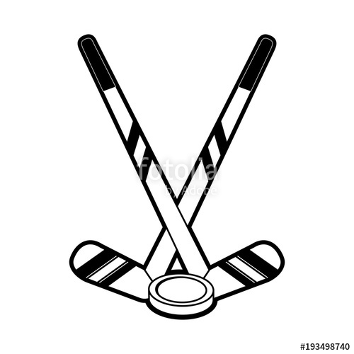 500x500 Hockey Sticks With Puck Winter Sports Related Icon Image Vector