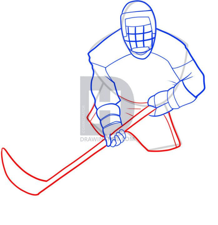 697x720 How To Draw A Hockey Player, Step