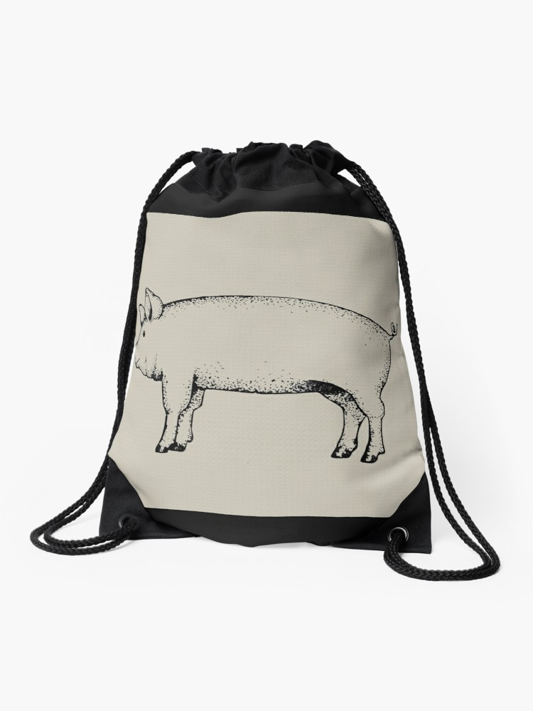 750x1000 Pig Outline Art Standing Pig Hog Drawing Drawstring Bag