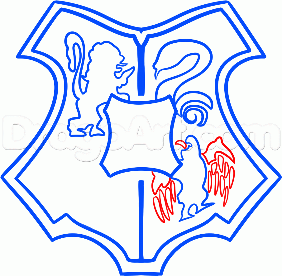 905x886 How To Draw The Hogwarts Crest, Step