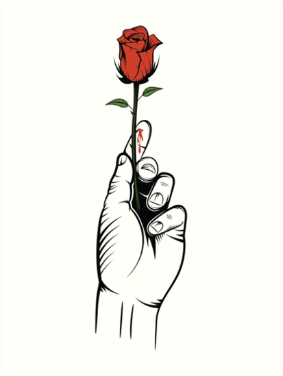 413x549 Hand Holding A Rose Art Prints