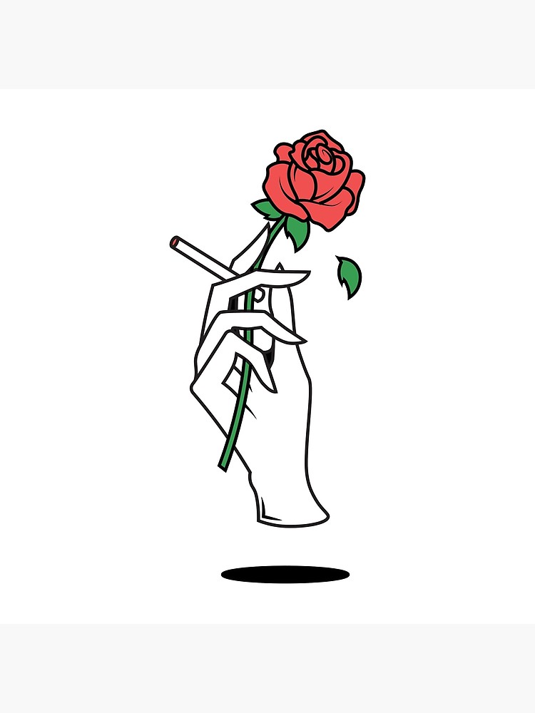 750x1000 Hand Holding Cigarette And Rose Photographic Print