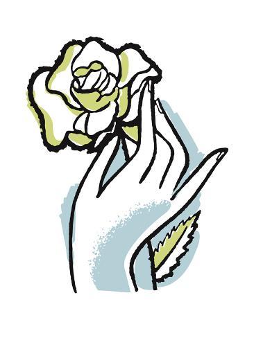 366x488 Female Hand Holding A Rose Poster