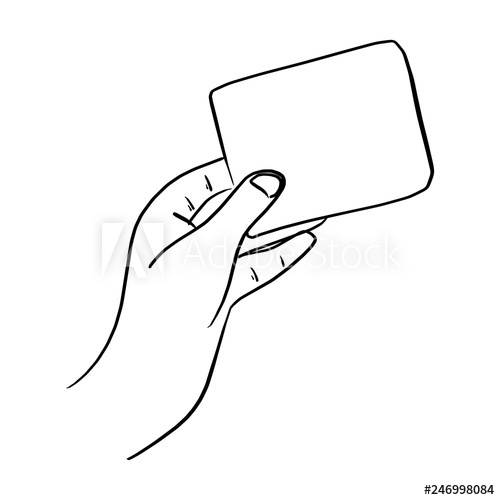 500x500 Outline Hand Holding Blank Card Vector Illustration Sketch Doodle