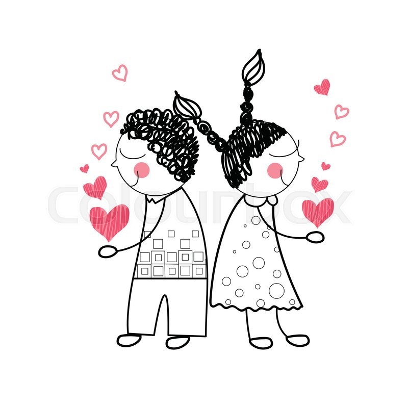 800x800 Couple Red Heart Shape Love Holding Stock Vector Colourbox