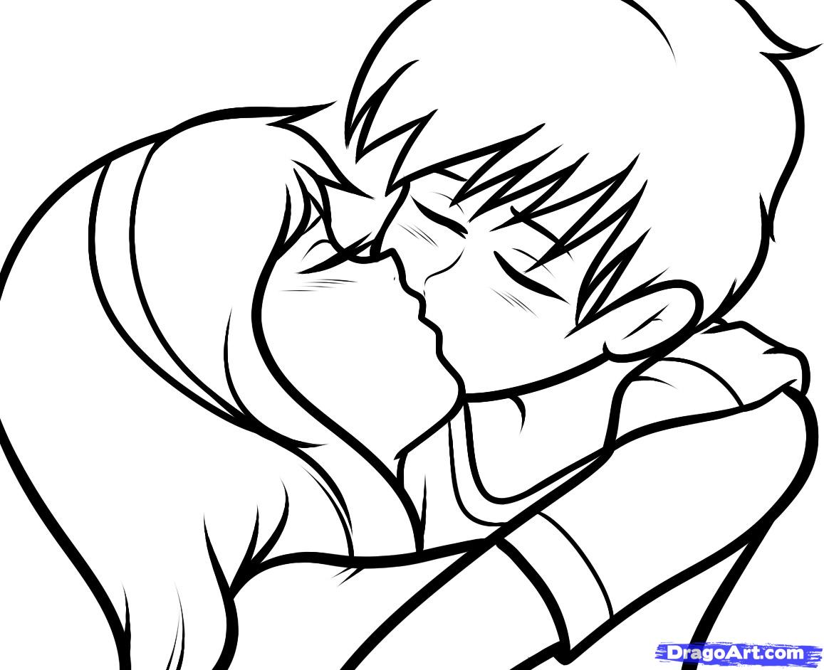 1157x942 Anime Couple Drawing Easy Kiss Step