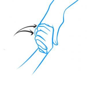 302x295 How To Draw Holding Hands, Step