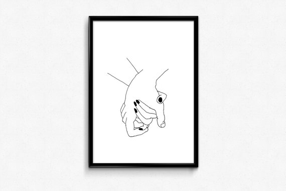 570x380 Holding Hands Print Tumblr Print Female Line Print Minimal Etsy