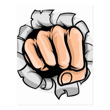 422x422 Fist Punching Hole Postcard
