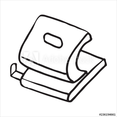500x500 Hole Puncher In Doodle Style Vector Illustration