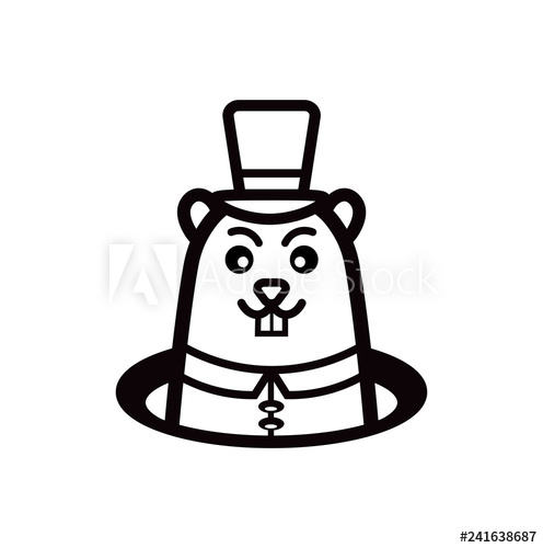 496x500 Marmot With Hat From Hole In Ground Groundhog Day Black