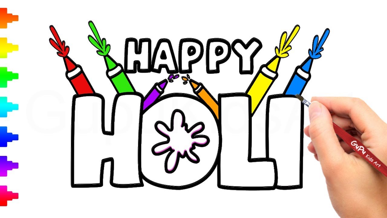 1280x720 happy holi drawing and coloring for kids easy indian festival