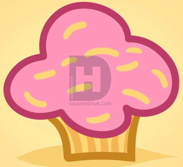603x551 How To Draw A Cupcake For Kids, Step