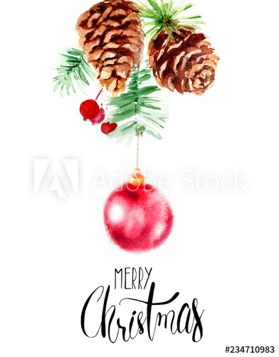 392x500 Christmas Composition With Red Ball And Greeting Lettering