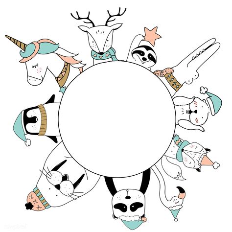 474x474 Download Premium Vector Of Hand Drawn Animals Enjoying A Christmas