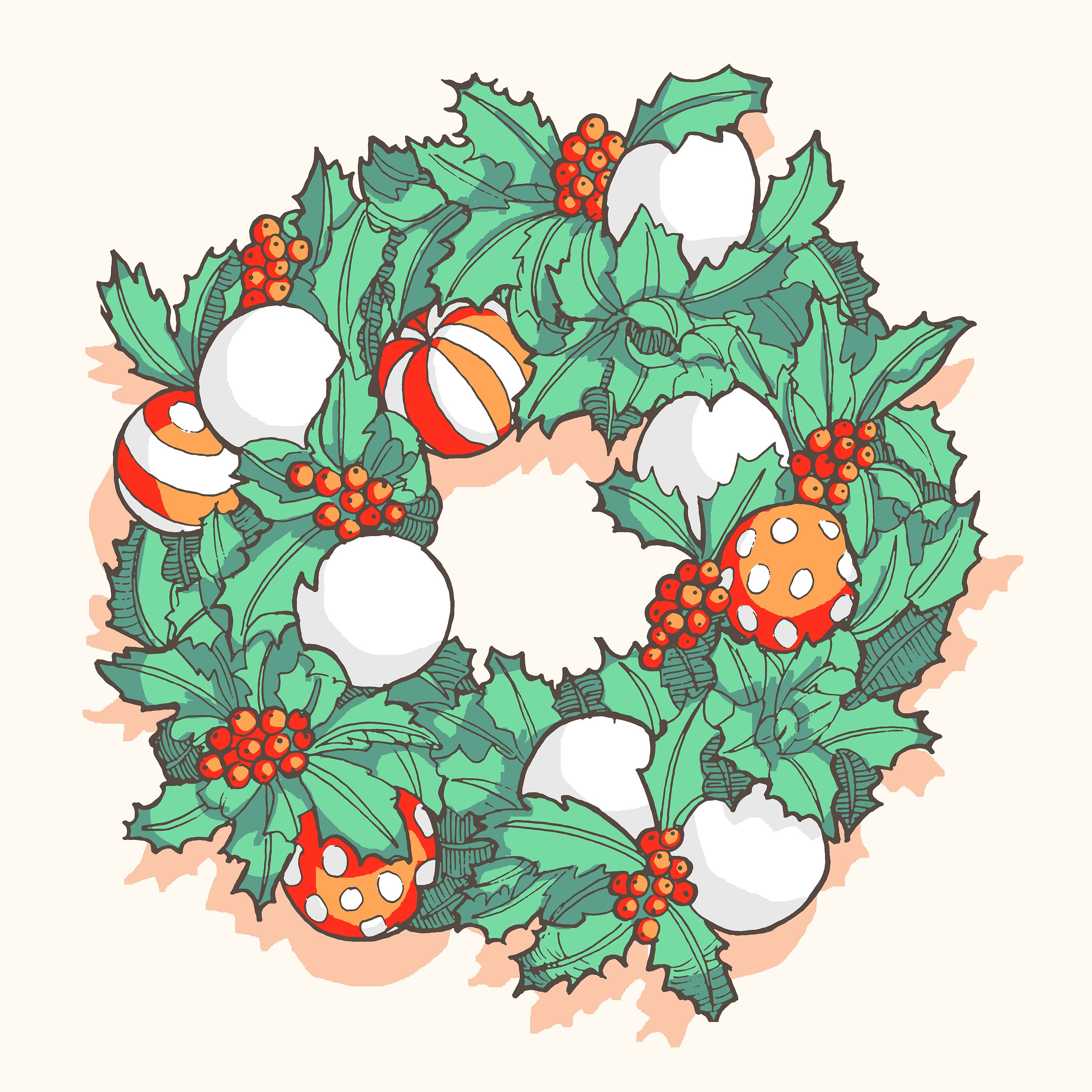 3000x3000 Downloadable Christmas Wreath Art Print Cheap Christmas Etsy
