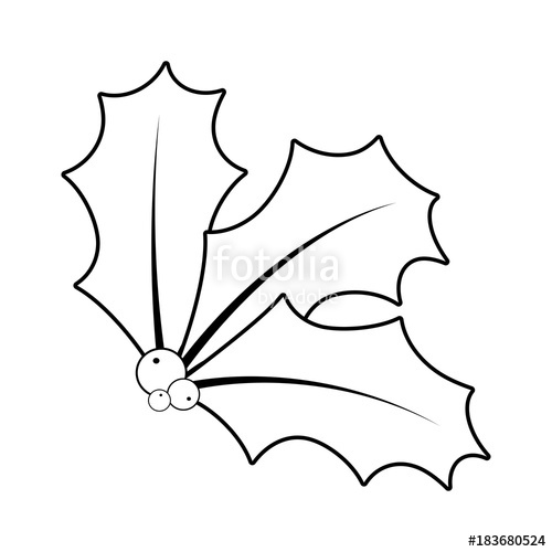 500x500 Holly Berry Outline For Christmas Isolated On White Background