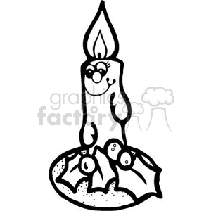 300x300 Single Candle Burning With Holly Berry With It Clipart Royalty