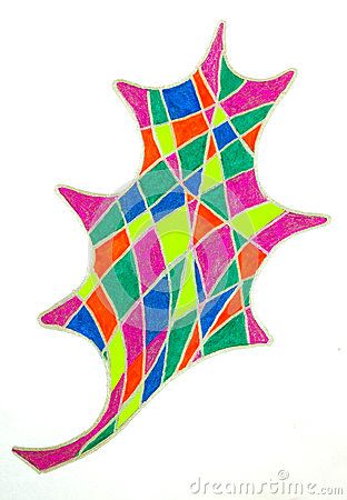 312x450 A Colourful Marker Pen Sketch Of A Holly Leaf Shape Sketches