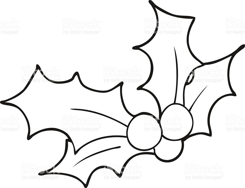 1024x787 Clipart Of A Black And White Berries Holly