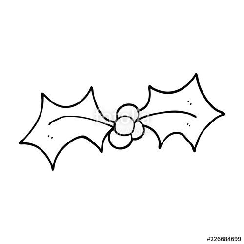 500x500 Line Drawing Cartoon Xmas Holly Stock Image And Royalty Free