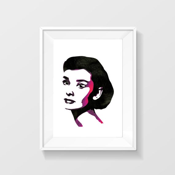570x570 Audrey Hepburn Printable Fashion Print Hollywood Icon Wall Etsy