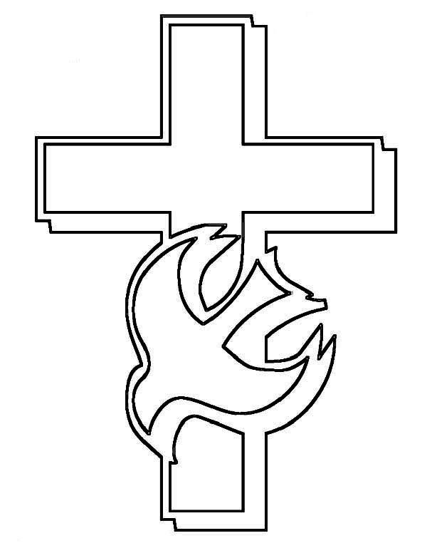 600x776 Cross And Holy Spirit Coloring