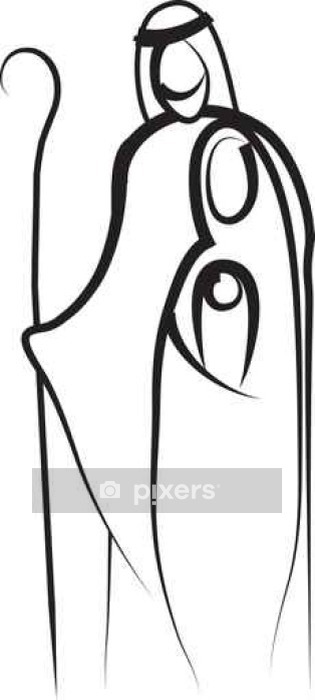315x700 Holy Family Christmas Abstract Religious Nativity Drawing, Vector