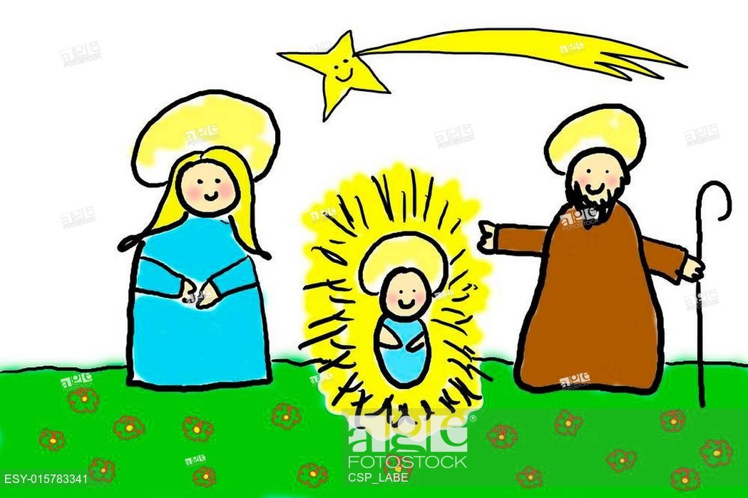 1049x699 Childlike Drawing Of The Holy Family, Stock Photo, Picture And Low