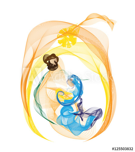 446x500 Holy Family Christmas Abstract Nativity Drawing, Vector
