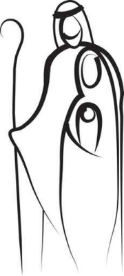 180x400 Holy Family Christmas Abstract Religious Nativity Drawing, Vector