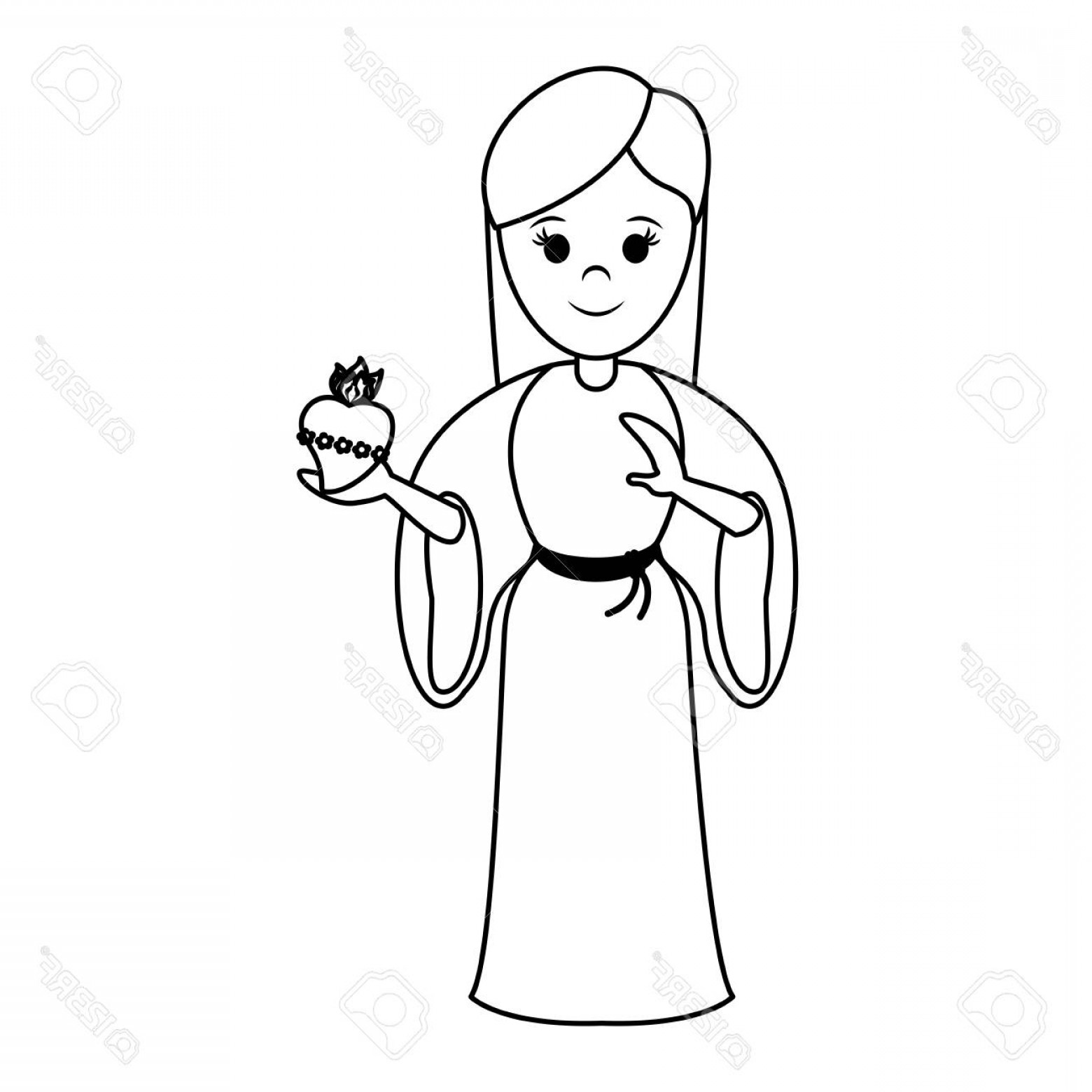 1560x1560 Photostock Vector Virgin Mary With Sacred Heart Of Jesus Holy