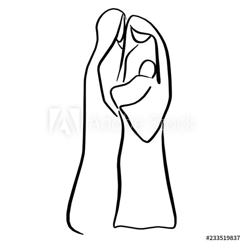 500x500 Christmas Nativity Story With Holy Family Vector Illustration