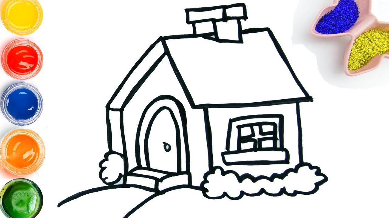 1280x720 How To Draw, Color And Glitter A House Cartoon Drawing