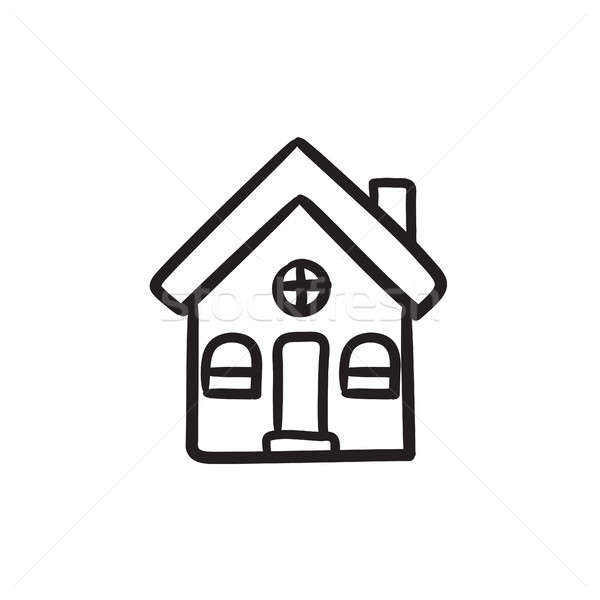 600x600 Detached House Sketch Icon Stock Photo Andrei Krauchuk