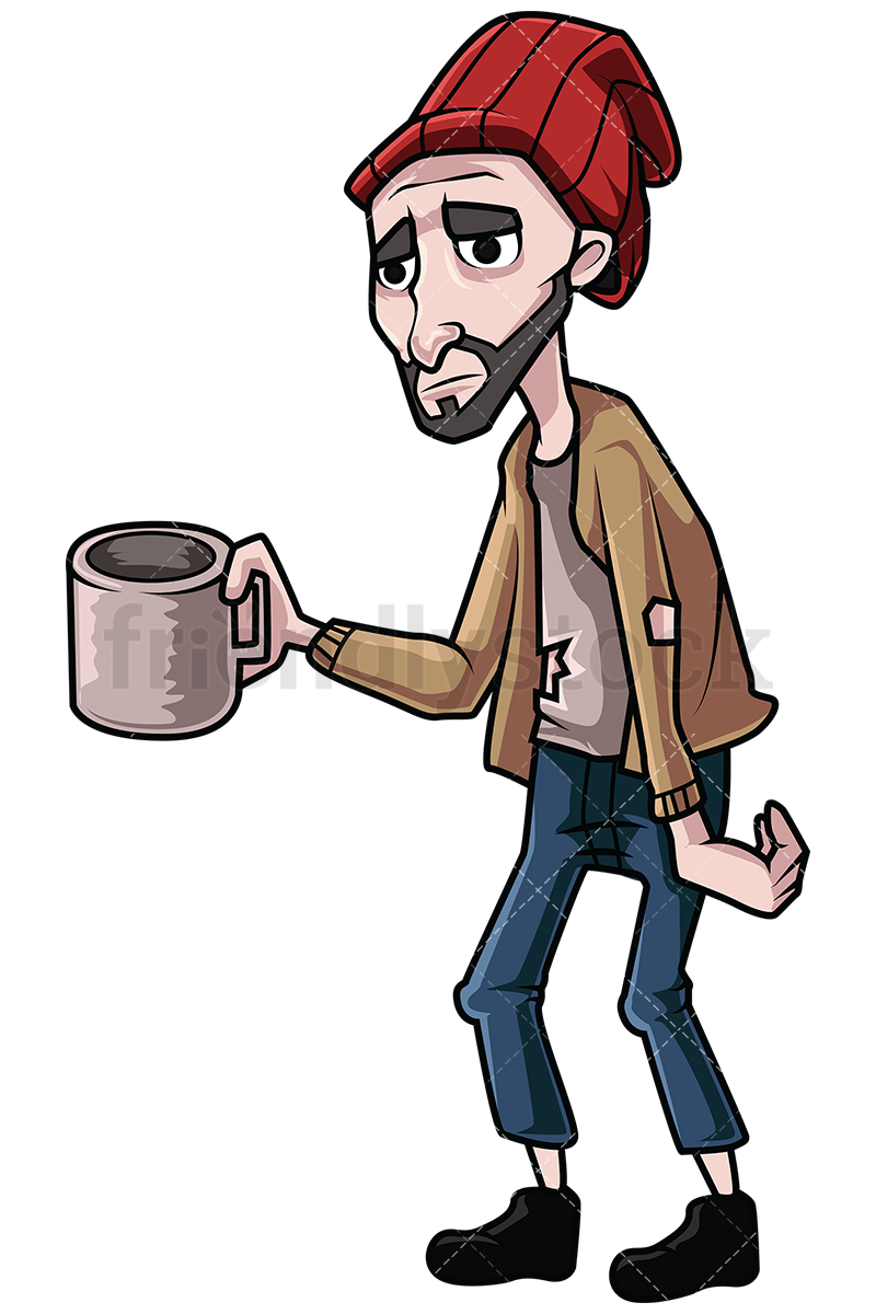 800x1200 Homeless Man Begging For Money Vector Cartoon Clipart
