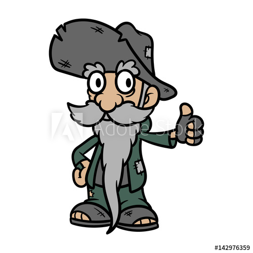 500x500 Cartoon Homeless Person Vector Illustration