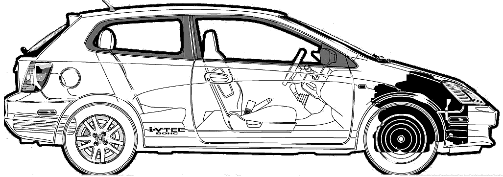 1027x362 Hatchback Drawing Vtec Honda For Free Download