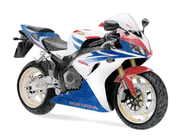 600x434 Honda Motorcycle Drawings Fine Art America