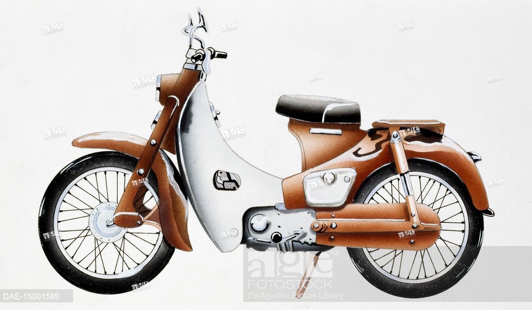 1048x611 Honda Super Cub Cc, Motorcycle, Japan, Drawing, Stock Photo