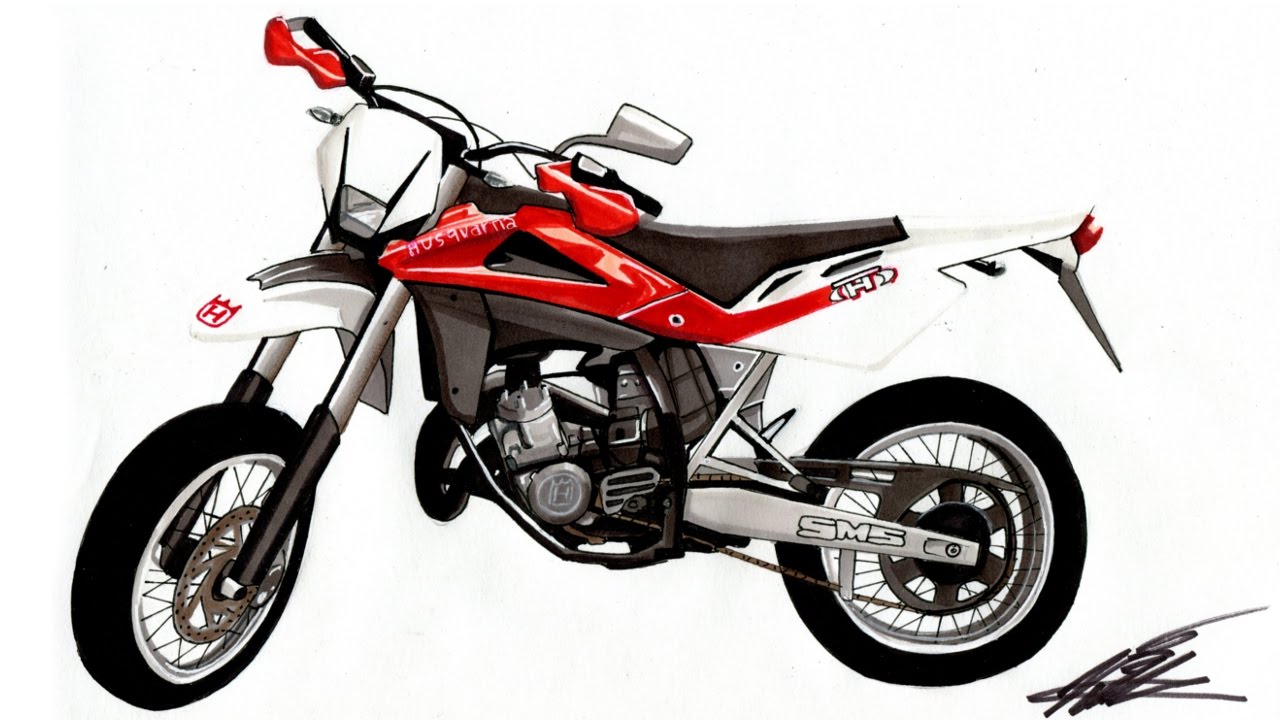 1280x720 Realistic Motorcycle Drawing